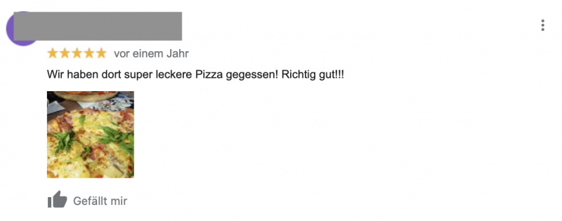 Melissa Eiscafé & Pizzeria - Google-Bewertung