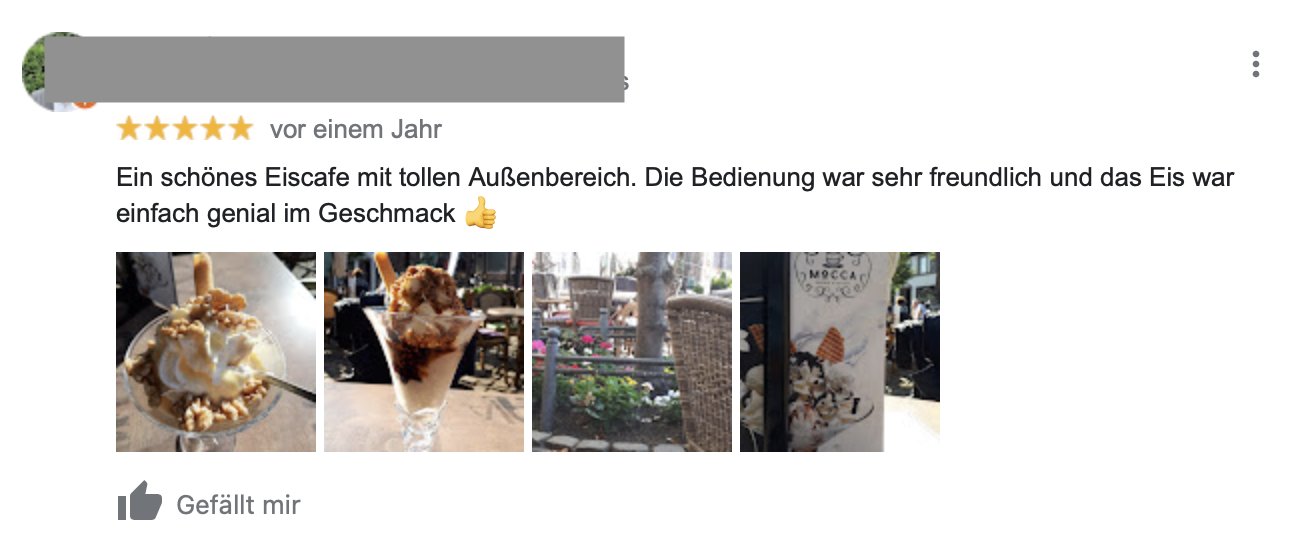 Melissa Eiscafé & Pizzeria - Google-Bewertung