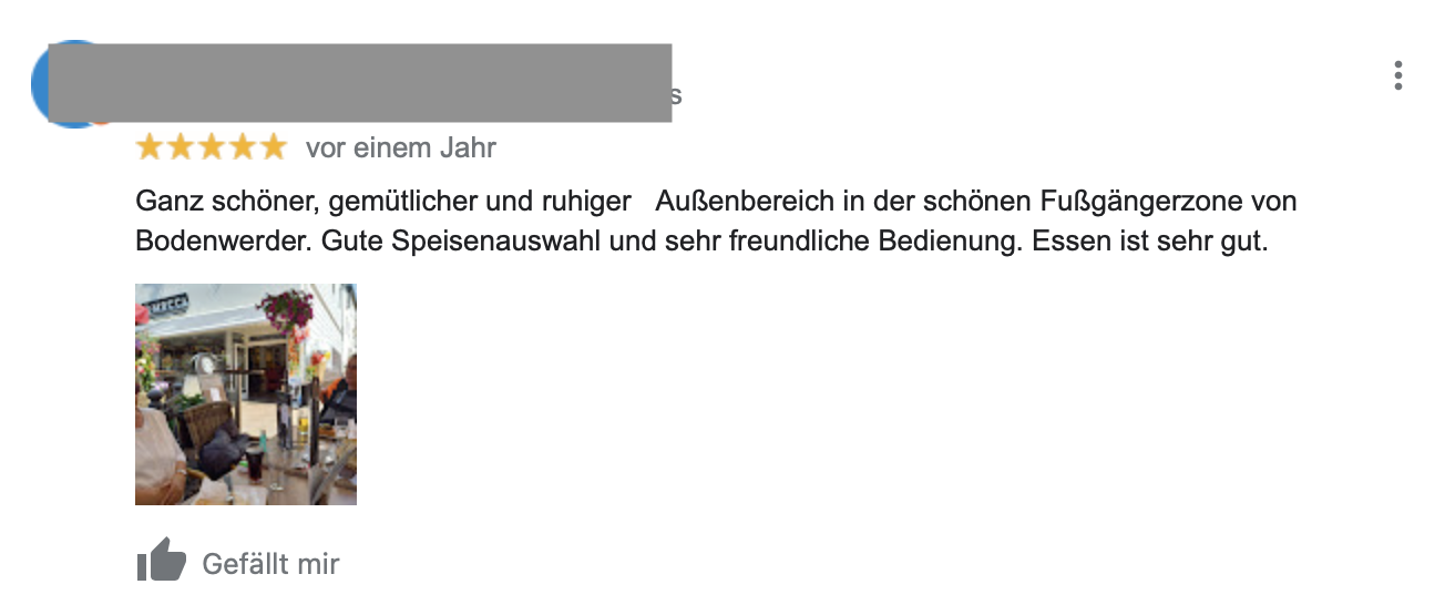 Melissa Eiscafé & Pizzeria - Google-Bewertung