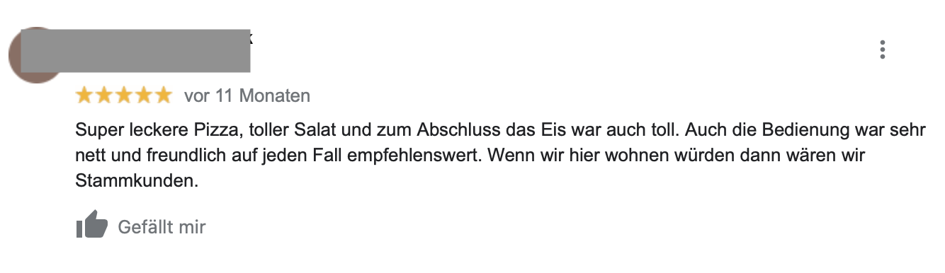 Melissa Eiscafé & Pizzeria - Google-Bewertung
